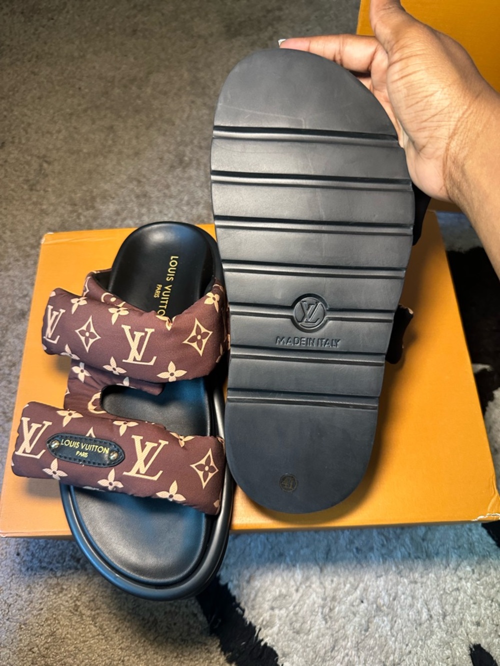 Louis Vuitton Brown Monogram Padded Slide Sandals - Picture 5 of 5